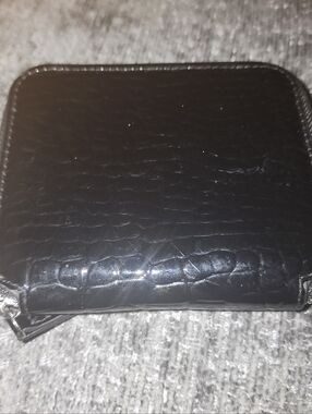 Black Croc-Embossed Compact Wallet